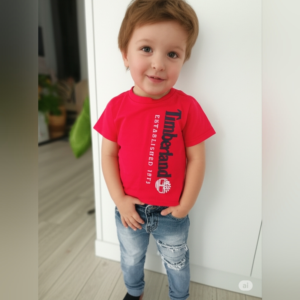 Timberland Baby Boys RED logo T-Shirt-5T